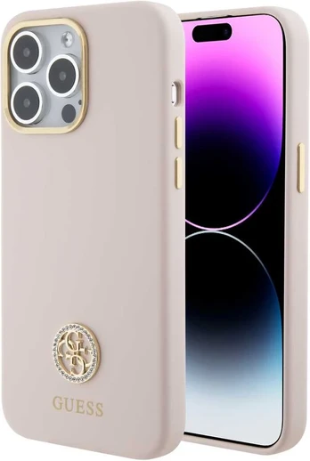 Guess Silicone Logo Strass 4G Back Case for Apple iPhone 15 Pro Max