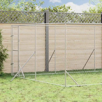 Lauko voljeras šunims, sidabrinis, 4x8x2m, plienas