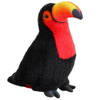 Pliušinis žaislas papūgos Toucan, juodas/raudonas, 30 cm
