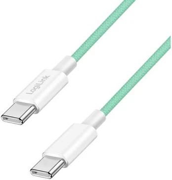 Cable | USB 2.0 | USB C plug,both sides | 1m | green | 480Mbps | textile