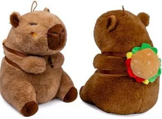 Pc Merch Kawaii - Capybara With Burger Backpack Pliušinis Žaislas | 25 cm