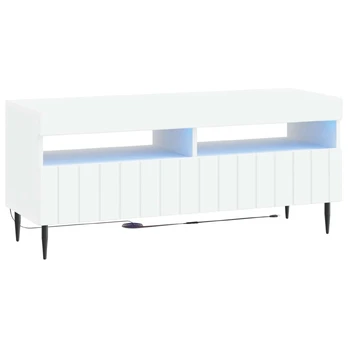 LED televizoriaus spintelė Balta Apdirbta mediena