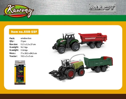 Metal Tractor and Harvester Set + Trailers