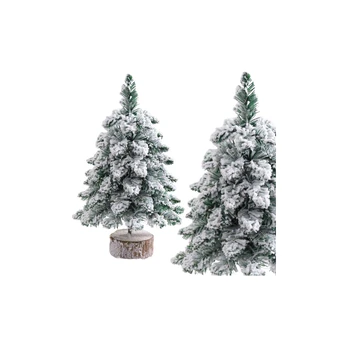 Lean Decorative Artificial Christmas Tree on a Trunk Covered with Snow 60 x 16 cm