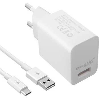 USB tinklo įkroviklis - Qualcomm - Quick Charge 3.0 - 3A - USB Type C 1m laidas - Baltas
