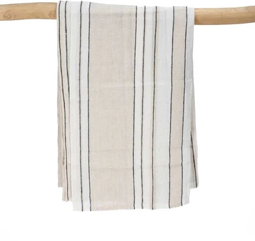 Bazaar Staltiesė 150x250 cm Juoda Balta Linas