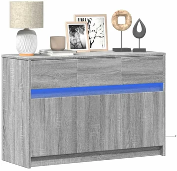 Televizoriaus spintelė su LED, pilka, 91x34x61cm, mediena