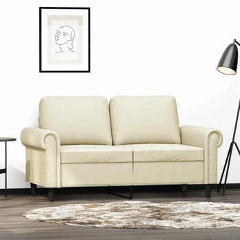 Dvivietė sofa, kreminės spalvos, 120cm, dirbtinė oda