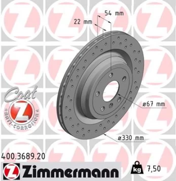 Stabdžių diskas ZIMMERMANN 400.3689.20