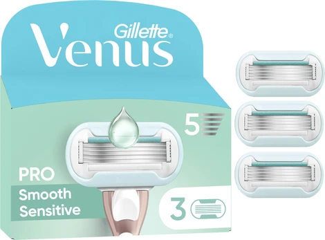 Venus - Pro Smooth Sensitive Razor Blades - Green/White - 3 pcs