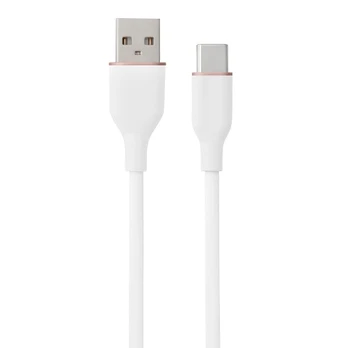 Silikoninis kabelis USB Type-A - Type-C (baltas, 2m)