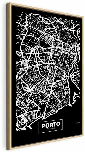 Artgeist Paveikslas - Negative Map: Porto (1 Part) Vertical
