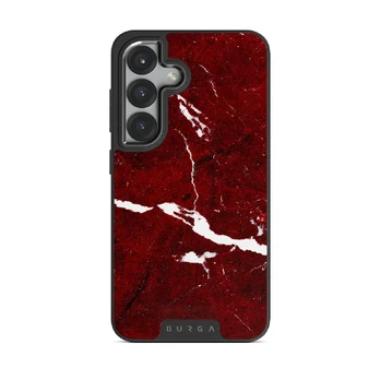 Iconic Red Ruby - Marble Samsung Galaxy S25 Case, Elite Dark (Magnetic) / Gunmetal