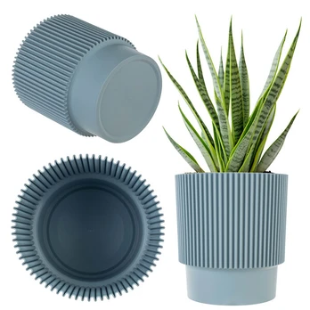 Vazonas KADAX 15 cm, plastikinis, žalias, su stovu
