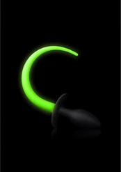 Ouch By Shots Ouch! Puppy Tail Plug Glow-in-the-Dark Silicone Medium Žalias