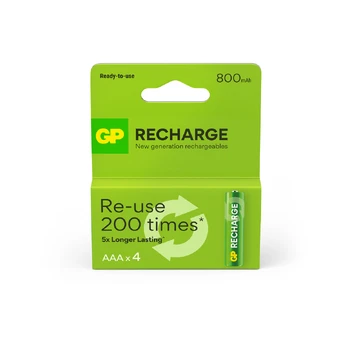 GP Battery GP Recharge Rechargeable Baterija, Size AAA, 800 mAh, 4-pack