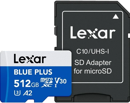 Lexar - Micro SDHC Mėlyna Plus UHS-I with SD adapter 512GB