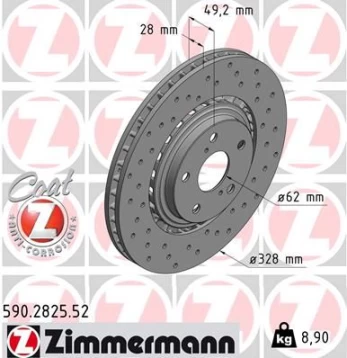 Stabdžių diskas ZIMMERMANN 590.2825.52