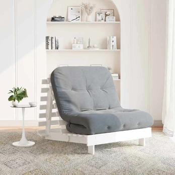 Futono sofa-lova su čiužiniu, balta, 80x206x11cm, pušis
