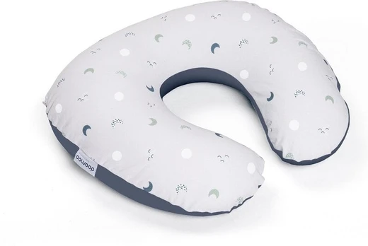 Maitinimo pagalvė Doomoo Softy Blue Grey Moon, balta/mėlyna, 150 cm