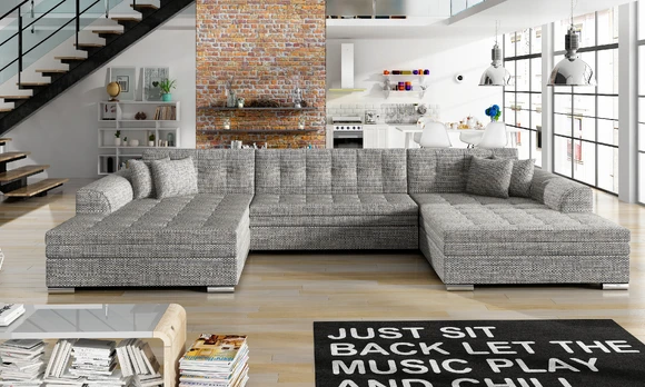Kampinė sofa Vento Berlin 01, pilka, 165 x 355 cm x 80 cm