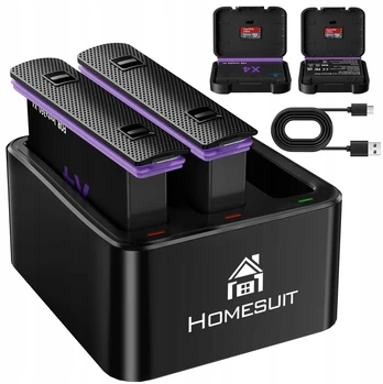Objektyvas Homesuit akumuliatorių rinkinys 2500mah ir usb įkroviklis x4
