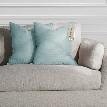 Blue RESTILO decorative pillowcase SOFTA color mėlynas pressed style glamor type of material - textiles microfiber 50x70