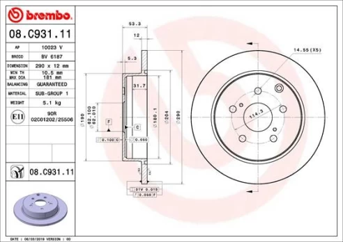 BREMBO 08.C931.11 Brake Disc