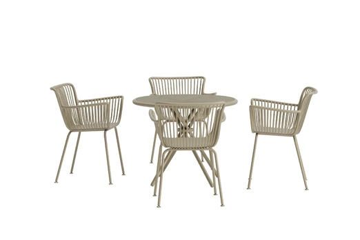 Sifnos Round Dining Set 5 pcs - Beige / Beige