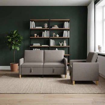 Sofa Sofos komplektas su saugojimu 2 pcs Taupe Poliesteris