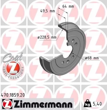 Stabdžių būgnas ZIMMERMANN 470.1859.20