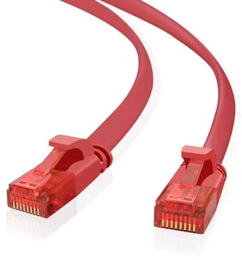 helos Patchkabel Cat 6 Ultraflach U/UTP RJ45 raudona 0,5m AWG32