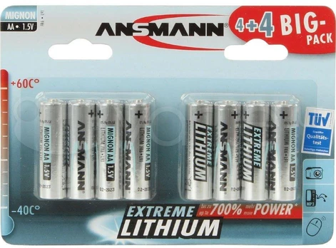 Elementai Ansmann Extreme Lithium, AA, 1.5 V, 8 vnt.