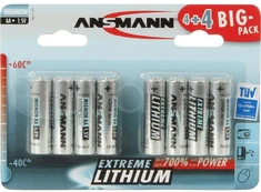 Elementai Ansmann Extreme Lithium, AA, 1.5 V, 8 vnt. kaina