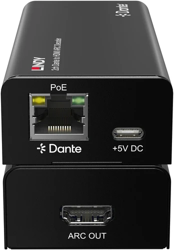 Audio Dekoderis - Lindy 2ch Dante į HDMI ARC Dekoderis, 96kHz, RJ45 Įvestis, HDMI Išvestis, Juoda