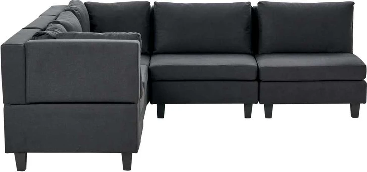 Beliani Modulinė 5 vietų sofa UNSTAD dešininė, juoda