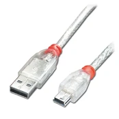Kabelis USB Lindy USB-A - miniUSB 5 m Permatomas (41785) kaina