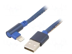 Cable | USB 2.0 | Apple Lightning angled plug,USB A plug | 1m | blue kaina