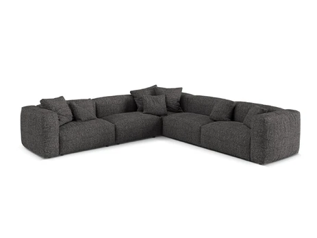 Boucle modular symmetrical corner sofa, "Martina", 5 Seats, 312x312x75, Anthracite