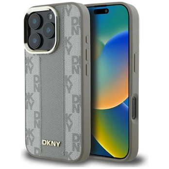 Dėklas DKNY Checkered Pattern Magsafe do iPhone 16 Pro Max smėlio spalva