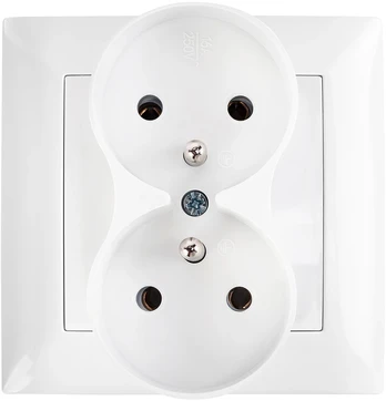 Toolight Dvigubas Lizdas Su Įžeminimu Ir Rėmeliu Oste Jnh002-g Baltas