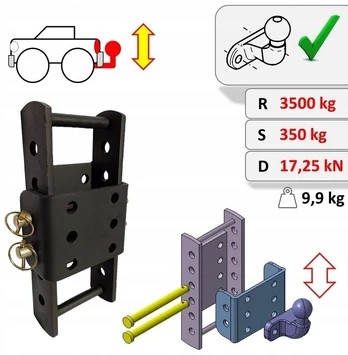 Adapterio plokštė aukščio reguliavimui, kablio rutulio keitimas Renault Master 10