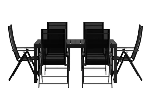 Capo Table - Black with 6 Levanzo Chair - Black