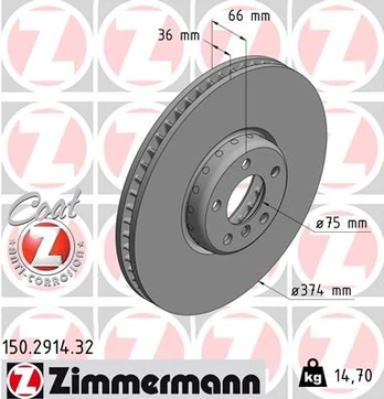 Stabdžių diskas ZIMMERMANN 150.2914.32