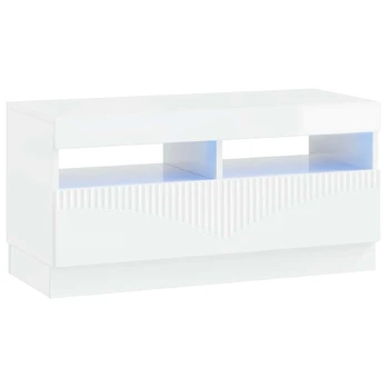 LED televizoriaus spintelė Itin blizgi balta Apdirbta mediena
