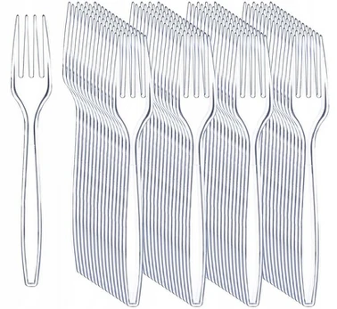 Plastikinės šakutės daugkartinės, 50 vnt., tvirtos