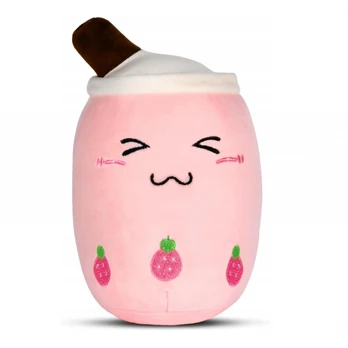 Mielas pliušinis žaislas / pagalvė Boba Bubble Tea, rožinė