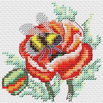 Cross-stitch kit "Poppy and bumblebee" SM-616