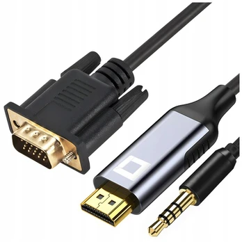 CO2 KABELIS VGA - HDMI ADAPTERIS KONVERTERIS ADAPTERIS AUDIO FULL HD 60HZ 1M