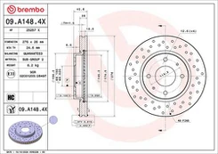 Stabdžių diskas BREMBO 09.A148.4X